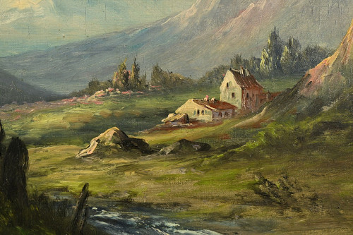 Oil on canvas "Paysage de Montagne" signed C. Lion - Late 19th century
