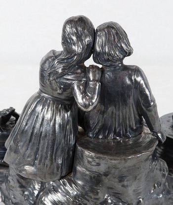  Tintenfass aus Zinn, Jugendstil – um 1900