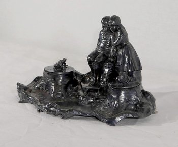  Tintenfass aus Zinn, Jugendstil – um 1900