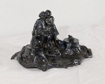  Tintenfass aus Zinn, Jugendstil – um 1900