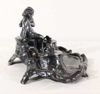  Tintenfass aus Zinn, Jugendstil – um 1900