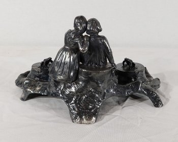  Tintenfass aus Zinn, Jugendstil – um 1900