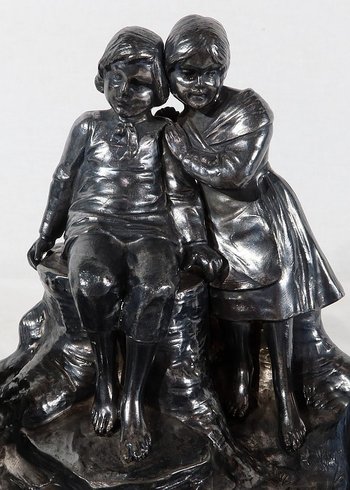  Tintenfass aus Zinn, Jugendstil – um 1900