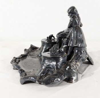  Tintenfass aus Zinn, Jugendstil – um 1900