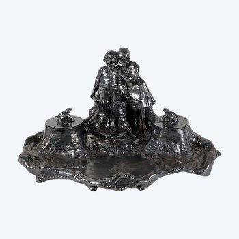  Tintenfass aus Zinn, Jugendstil – um 1900