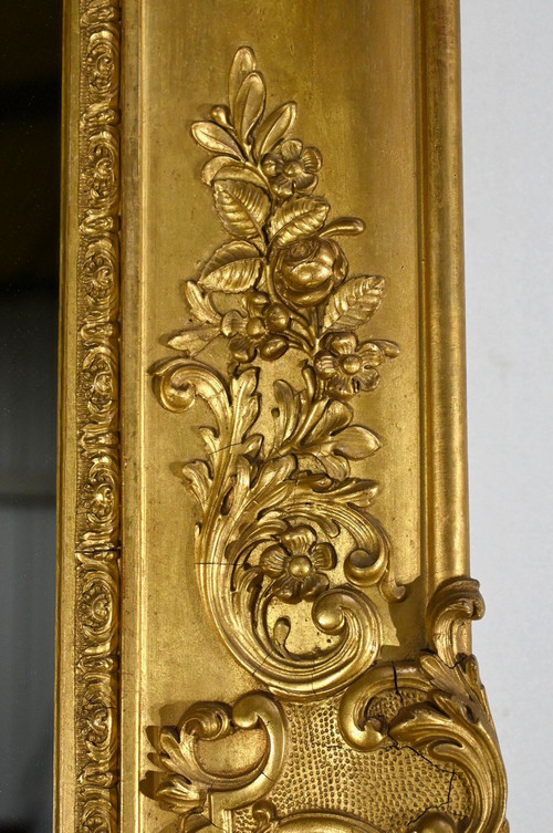 Important Miroir Doré à la Feuille, style Louis XIV – Milieu XIXe