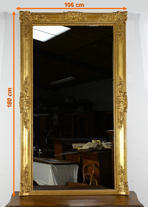 Important Miroir Doré à la Feuille, style Louis XIV – Milieu XIXe