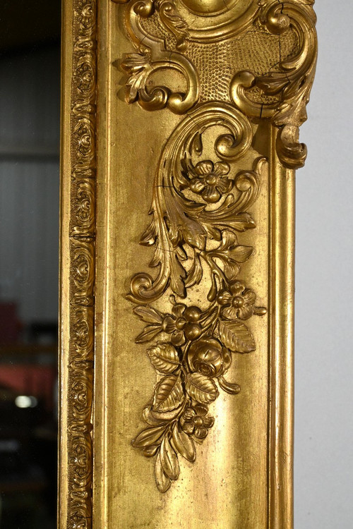 Important Miroir Doré à la Feuille, style Louis XIV – Milieu XIXe