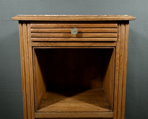 Tavolino in rovere e marmo, Art Déco - 1930