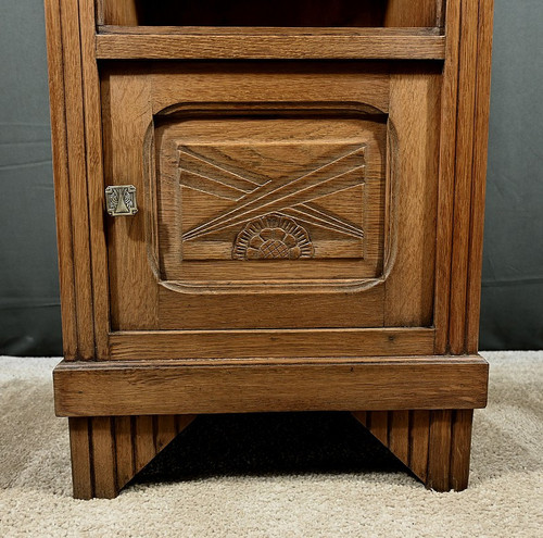 Tavolino in rovere e marmo, Art Déco - 1930