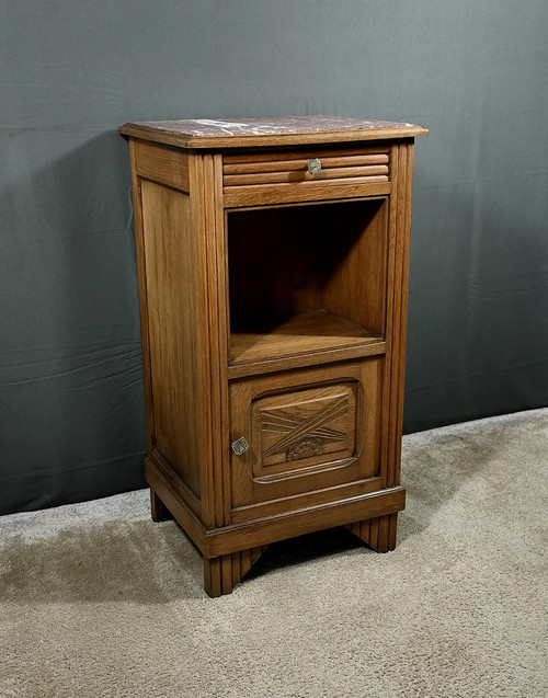 Tavolino in rovere e marmo, Art Déco - 1930