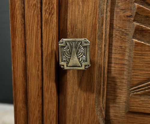 Tavolino in rovere e marmo, Art Déco - 1930