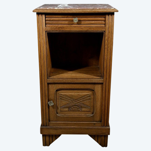 Tavolino in rovere e marmo, Art Déco - 1930