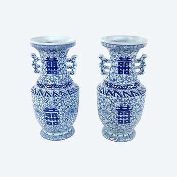  Pair of ceramic vases, China - Late 19th century