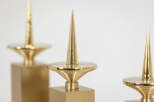 Set of 3 gilt brass candlesticks. Contemporary work.  LS5958172T
