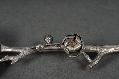 Dessert spoon in initial silver SM naturalist branch 64 grams