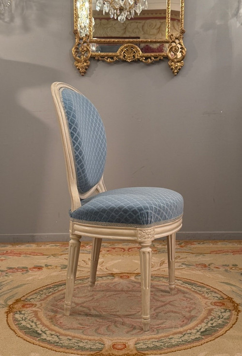 Claude Chevigny, Sedia cabriolet con timbro del periodo Luigi XVI Circa 1780