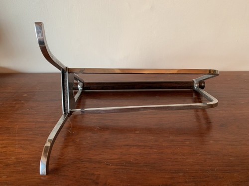 Rosewood and chrome bottle-holder by Jacques Adnet 20th century