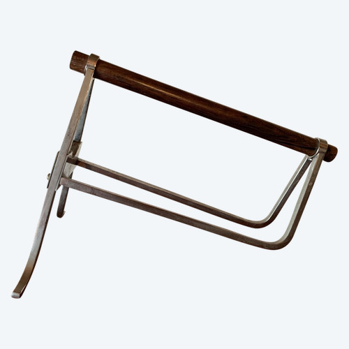 Rosewood and chrome bottle-holder by Jacques Adnet 20th century