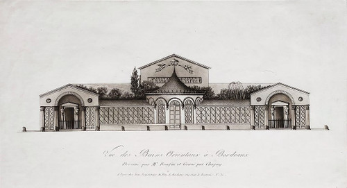 Bordeaux Oriental Baths Engraving  Architecture 19th C Old Print Etching