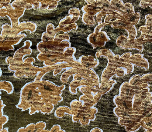 Pair Of Velvet Curtains Decorated With Flowers And Foliage 20th C