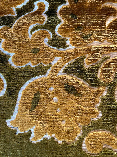 Pair Of Velvet Curtains Decorated With Flowers And Foliage 20th C