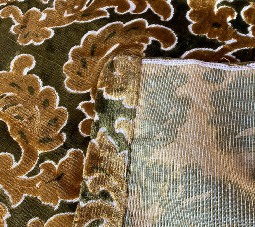Pair Of Velvet Curtains Decorated With Flowers And Foliage 20th C