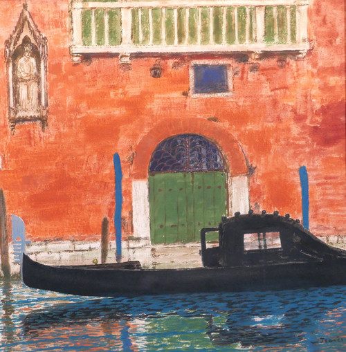 Sigismond JEANES 1863 - 1952 Venise, paysage à la gondole, tableau, vers 1920-30