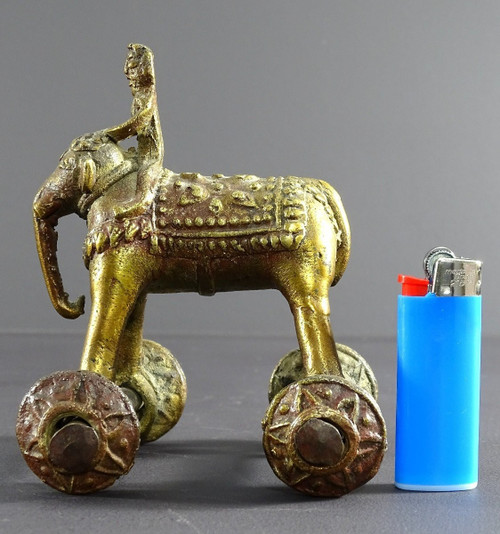Inde, Début Du XXème Siècle, Jouet En Bronze Cornac Juché Sur Un éléphant. 