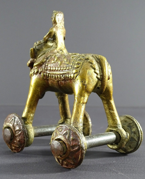 Inde, Début Du XXème Siècle, Jouet En Bronze Cornac Juché Sur Un éléphant. 