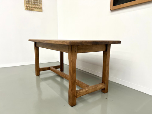 Small antique farm table with square legs, circa 1970