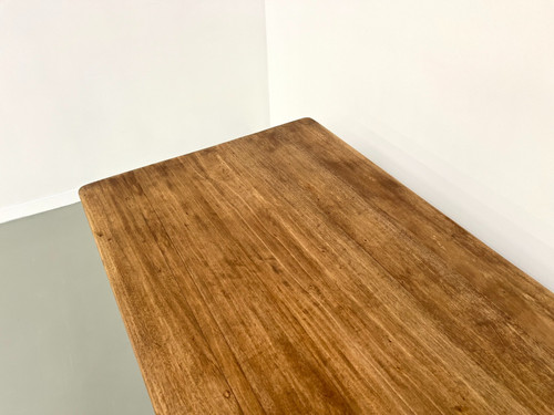 Small antique farm table with square legs, circa 1970