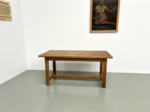 Small antique farm table with square legs, circa 1970