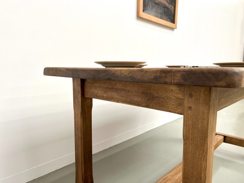 Small antique farm table with square legs, circa 1970