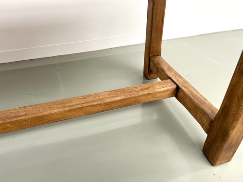 Small antique farm table with square legs, circa 1970