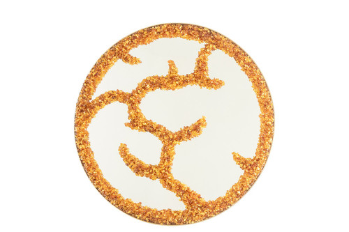 Miroir en pierres semi-précieuses de forme circulaire. Travail d’artisan d’art.LS59982807H