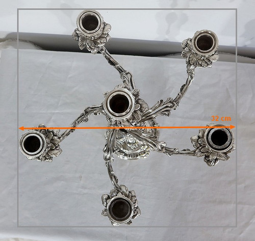 Paire de Candélabres en Bronze Argenté, style Louis XV – XIXe