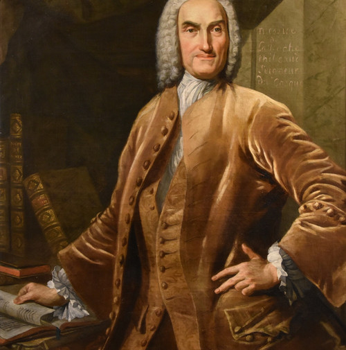 Thomas Hudson (Devon 1701 - London 1799), Porträt eines Notabels in seinem Arbeitszimmer