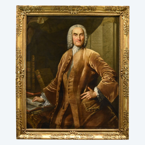 Thomas Hudson (Devon 1701 - London 1799), Porträt eines Notabels in seinem Arbeitszimmer