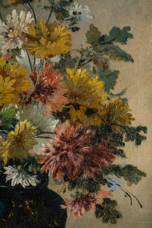 Eugène Henri Cauchois (1850-1911) Bouquet di margherite olio su tela 1890 circa
