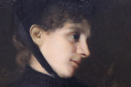 G. Puricelli, Frauenporträt, Öl auf Leinwand, 19. Jh.