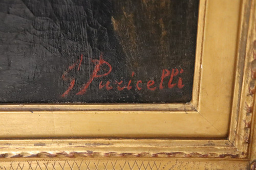 G. Puricelli, Frauenporträt, Öl auf Leinwand, 19. Jh.