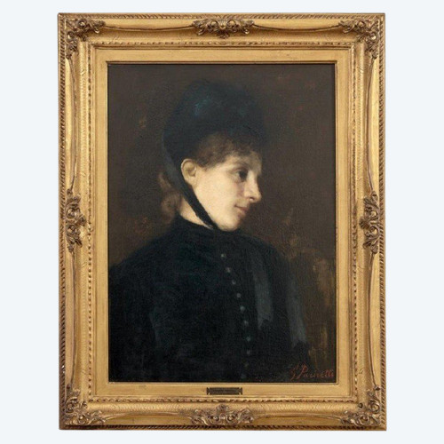 G. Puricelli, Frauenporträt, Öl auf Leinwand, 19. Jh.
