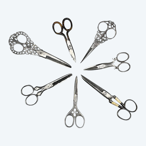 Set di SETTE COPPIE DI CISEAUX - Francia e Inghilterra - Fine XIX secolo e circa 1900