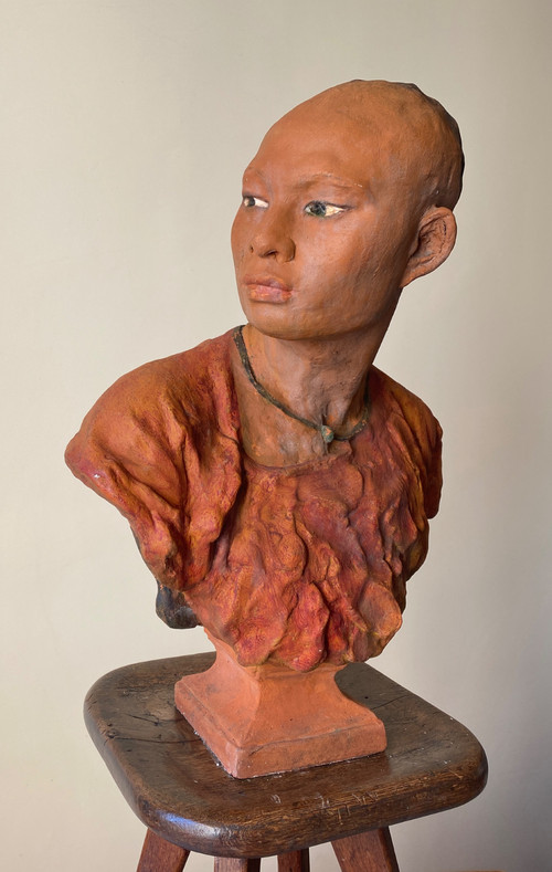 « Le Chinois ». Terre cuite XXème d’après J.B. Carpeaux.