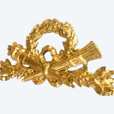 Fronton mit Köcher Louis XVI aus vergoldeter Bronze /Jagd /Diane