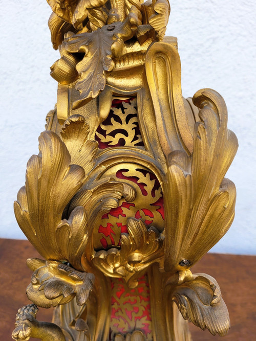 Gilt Bronze Rocaille Clock, Napoleon III, 19th Century