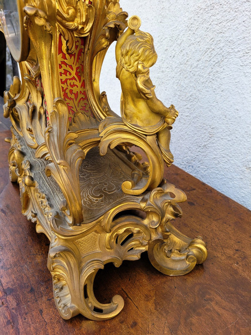 Gilt Bronze Rocaille Clock, Napoleon III, 19th Century
