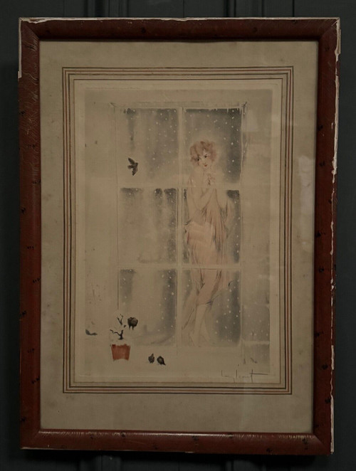 Litografia Louis Icart a puntasecca La Frileuse XX secolo