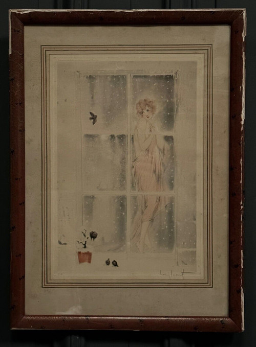 Litografia Louis Icart a puntasecca La Frileuse XX secolo